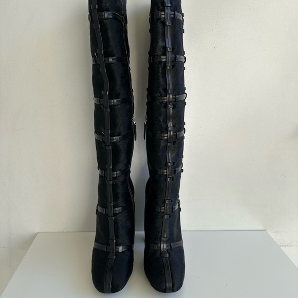 Tom Ford Leather Patchwork Calf Hair Knee-High Boots Fall/ Winter 2015 size 37 - Picture 8 of 16